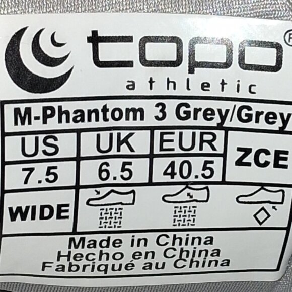 Topo Phantom 3 WIDE. Men's 7.5 2E or Women's 8.5  2E - Picture 5 of 5